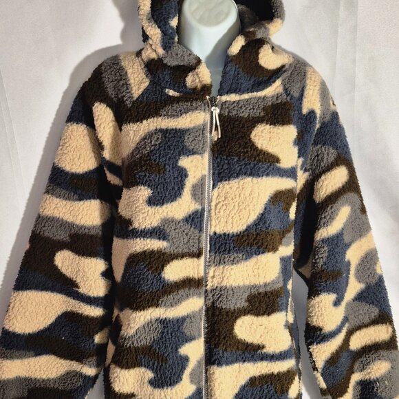 SO Sharpa hooded Jacket, zippered front, tri color, pockets, size XXL - Picture 6 of 16